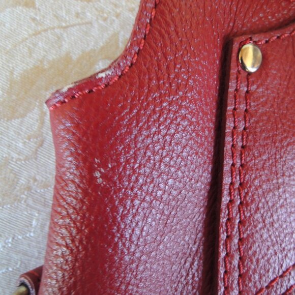 Cristian Red Italian Leather Shoulder Bag Satchel - Picture 14 of 14